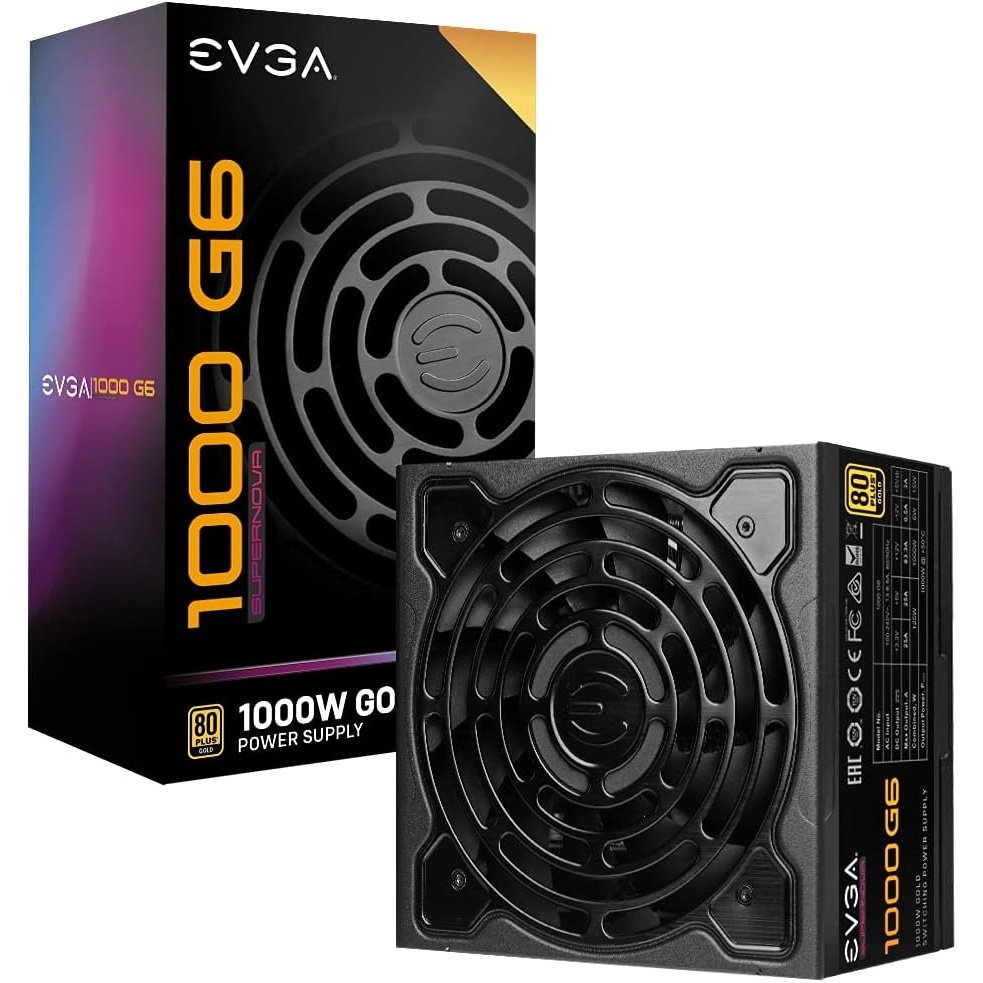 EVGA Supernova 1000 G6 Power Supply, 80 Plus Gold 1000W, Fully Modular, Includes Power on Self Tester