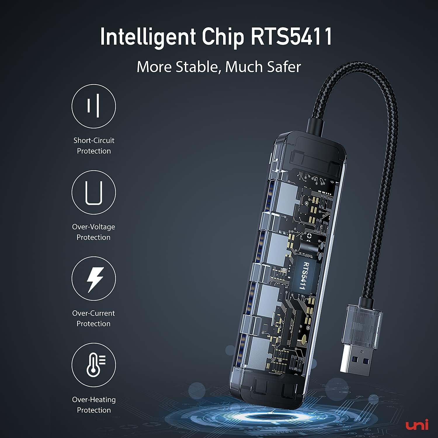 uni USB Hub 3.0, Ultra Slim 4 Port USB Splitter 5Gbps, Sturdy Aluminum Multiple USB Port Extension Hub for Laptop, Keyboard, Mouse, MacBook Air, Mac Pro