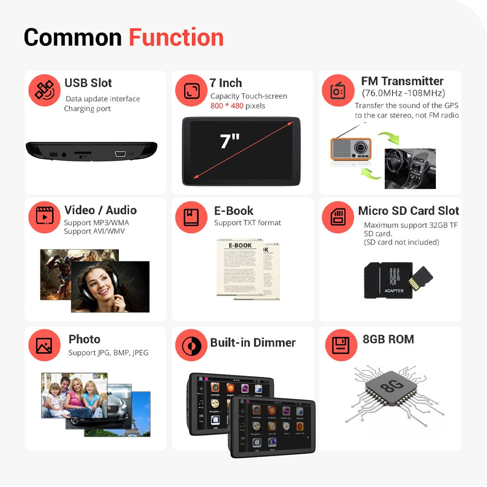 XGODY Car GPS Navigation 7 Inch Touch Screen GPS Navigator Truck Sunshade Sat Nav 256M+8G 2022 America Europe Map GPS Navigators - Azbrowse