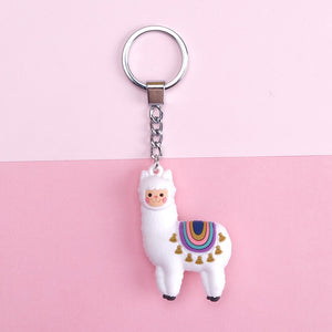 New Qualitied Original cartoon Lamb cute Luck Zodiac Alpaca keychain key ring Simulation Animals Pendant Jewelry Birthday gift - Azbrowse