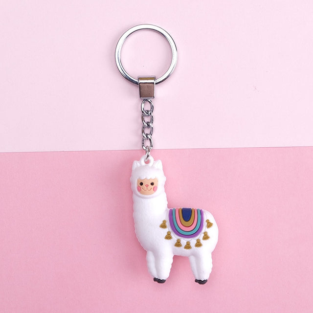 New Qualitied Original cartoon Lamb cute Luck Zodiac Alpaca keychain key ring Simulation Animals Pendant Jewelry Birthday gift - Azbrowse