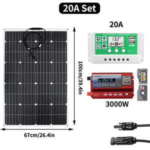 600w 1200w ETFE Solar Panel 12v Photovoltaic Home System Inverter Complete Kit Solar Cell Battery Charger For Car Boat Camping - Azbrowse