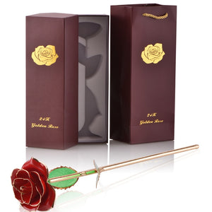 Gifts for Women 24k Gold Dipped Rose with Stand Eternal Flowers Forever Love In Box Girlfriend Wedding Valentine Gift for Her - Azbrowse