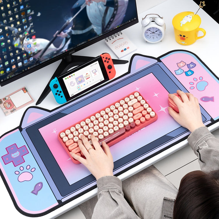 Big Mouse Pad Cute Cat Ears Desk Pad Thicken Computer Games Non-slip Pink Girl Cartoon Super Cute For Girl Game Boy 80CM*40CM - Azbrowse