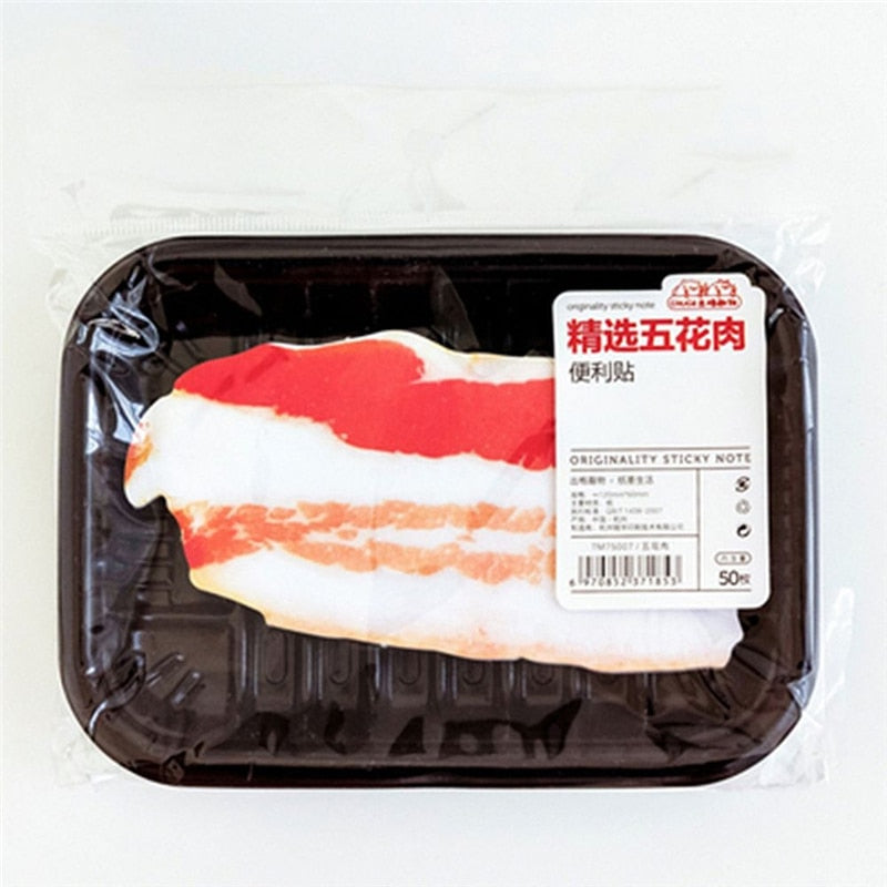 50 Pcs Novelty Funny Fish/Meat Memo Pads Cute Food Sticky Notes Planner Paper Sticker Memorandum School Supplies Stationery Gift - Azbrowse