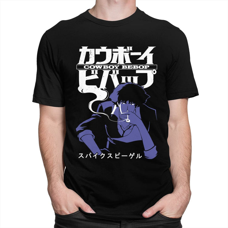 Cool Cowboy Bebop T Shirts Men Short Sleeve Casual Anime Space Spike Japanese Manga Jet Faye Tshirt O-neck Cotton Tee Tops Merch - Azbrowse