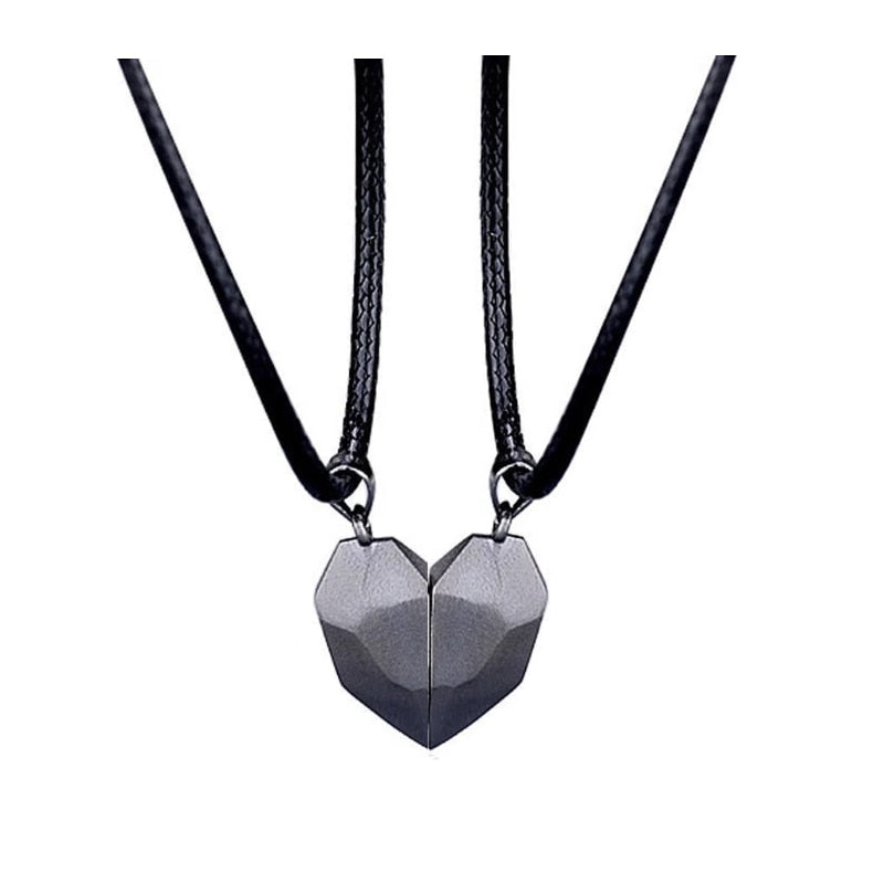 2Pcs Magnetic Couple Necklace Lover Heart Distance Paired Pendant Projection Necklaces For Women Jewelry Valentine's Day Gift