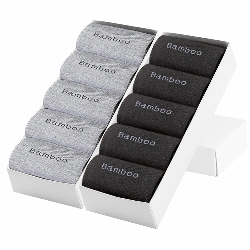 10Pair Gift Boxed Men Bamboo Socks Brand Comfortable Breathable Casual Business Men's Crew Socks High Quality Guarantee Sox Male