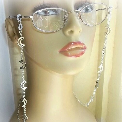 Silver Moons Glasses Chain Wiccan Glasses Chain Pagan Glasses Chain Spectacles Chain Eyeglasses Crescent Moon