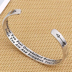 Whenever You Feel Overwhelmed Remember Whose Straighten Your Crown Bracelet, Engraved Inspirational Bangle Gift for Mom Daughter - Azbrowse