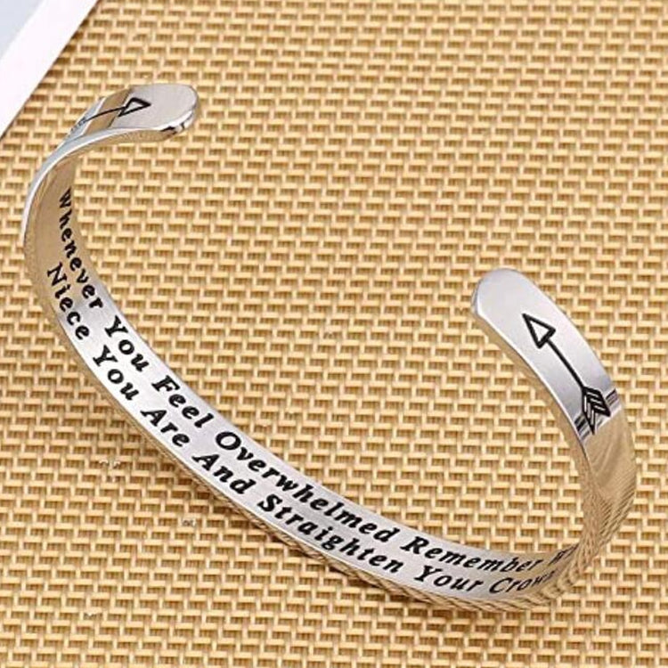 Whenever You Feel Overwhelmed Remember Whose Straighten Your Crown Bracelet, Engraved Inspirational Bangle Gift for Mom Daughter - Azbrowse