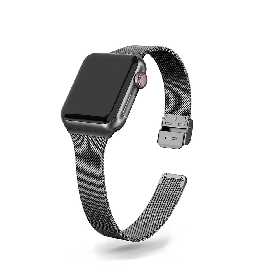 Slim Watch Band for Apple Watch SE 8/7/6/5/4/3/2/1 38MM 40MM 41MM Metal Bracelet Loop Strap 42MM 44MM 45MM Wrist Watchband - Azbrowse