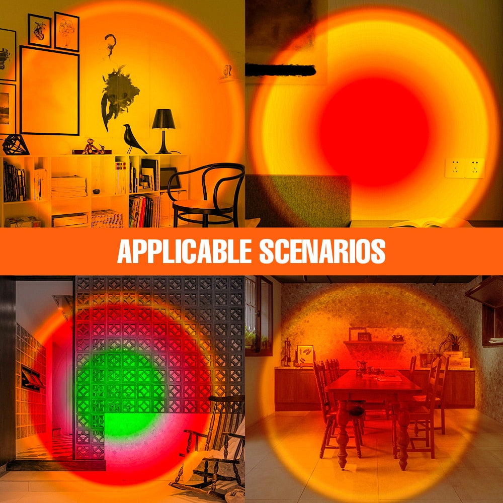 LED Projection Lamp Sunset Light Night LED Sunset Bulb Color Lamp 5V USB Rainbow Lamp Desk LED Decoration Atmosphere Lighting - Azbrowse