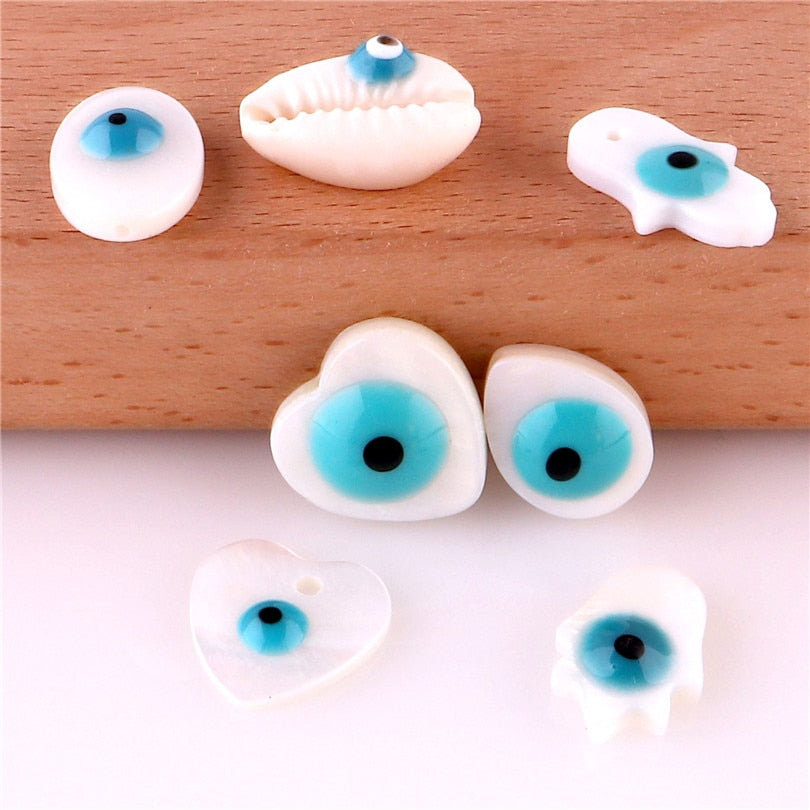 20pcs Natural Mother of Pearl Shell Evil Eye Pendant mix size choose for Shell Necklace Pendants Earring Finding Charms Jewelry