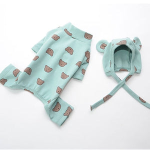 Cotton Pet Clothes Bear Pattern Dog Pajamas Jumpsuit 4 Legs Coat O-neck Tshirt Sweatshirt Pajamas Overalls Puppy Cat Tracksuits - Azbrowse