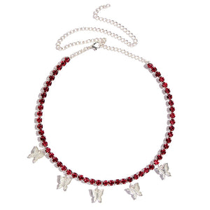 Kasajewel Gold Silver Color Butterfly Pendant Necklace Female Shiny Crystal Clavicle Chain Fashion New Design Jewelry Party Gift - Azbrowse