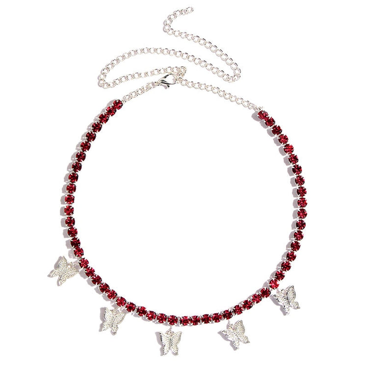 Kasajewel Gold Silver Color Butterfly Pendant Necklace Female Shiny Crystal Clavicle Chain Fashion New Design Jewelry Party Gift - Azbrowse