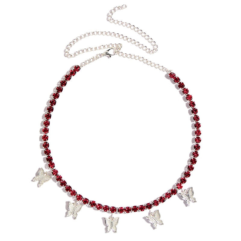 Kasajewel Gold Silver Color Butterfly Pendant Necklace Female Shiny Crystal Clavicle Chain Fashion New Design Jewelry Party Gift - Azbrowse