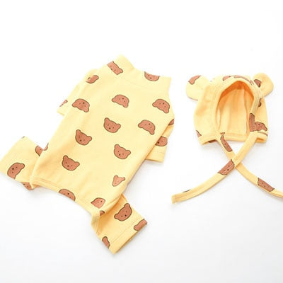 Cotton Pet Clothes Bear Pattern Dog Pajamas Jumpsuit 4 Legs Coat O-neck Tshirt Sweatshirt Pajamas Overalls Puppy Cat Tracksuits - Azbrowse