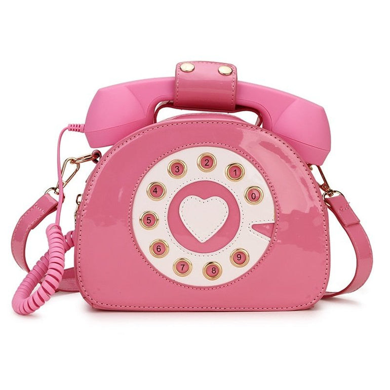 Telephone Shape Purses and Handbags for Women Fashion Pink Shoulder Bag Novel Designer Brand Crossbody Bag Top-Handle Totes 2021 - Azbrowse