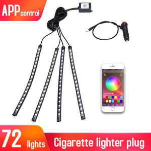 Led Car Interior Backlight With Usb Cigarette Lighter Ambient Atmosphere Mood Light Rgb Remote App Auto Foot Decorative Lamp - Azbrowse