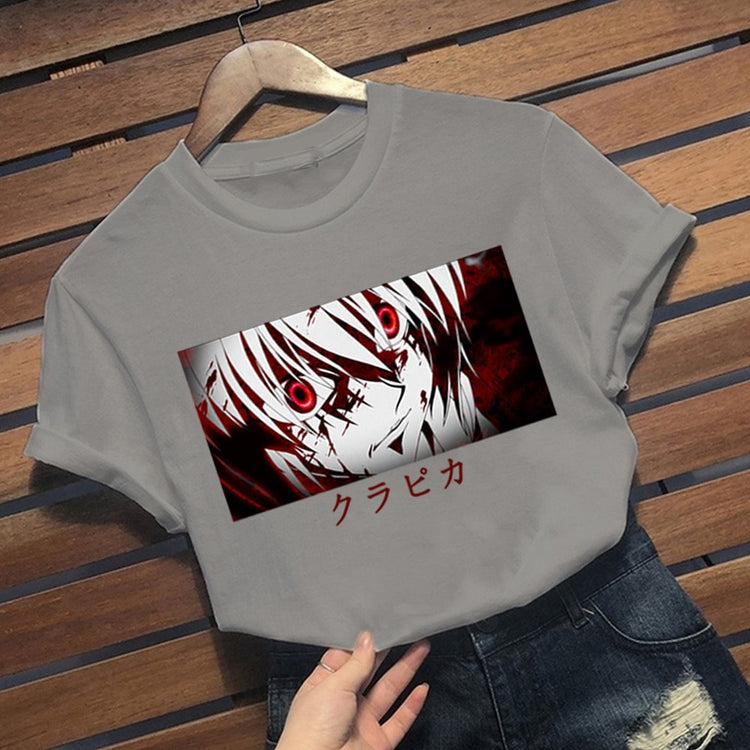 hunter x hunter Kurapika eyes Anime Manga Tees Short Sleeve T Shirt Printed tops - Azbrowse