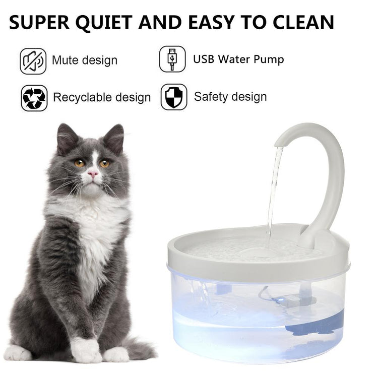 Pet Water Fountain Automatic Power-off When Lack of Water Bird Water Dispenser Dog Drinking Fountain With LED Light water level - Azbrowse