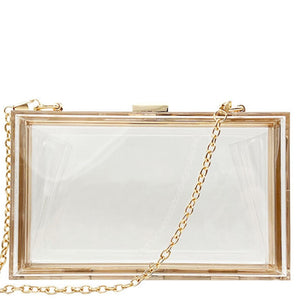 New Transparent Acrylic Bags Clear Clutches Evening Bags Wedding Party Handbags Chain Women Shoulder Bags Purses 9 Colors - Azbrowse