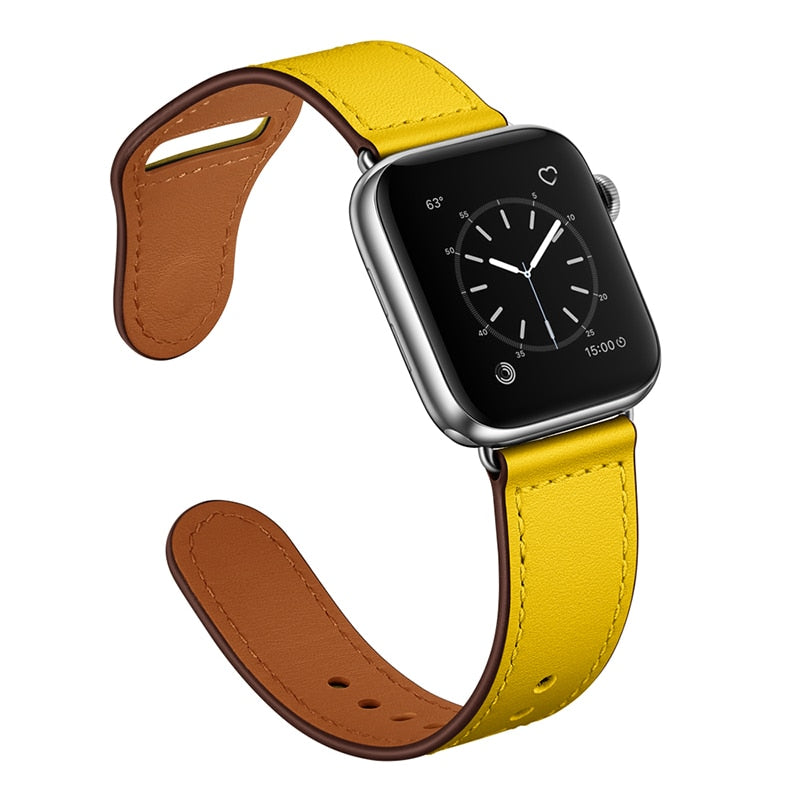 Strap for apple watch band 44mm 45mm 40mm iwatch 38mm 42 leather belt smartwatch bracelet apple watch serie 6 SE 4 3 7 41mm ban - Azbrowse