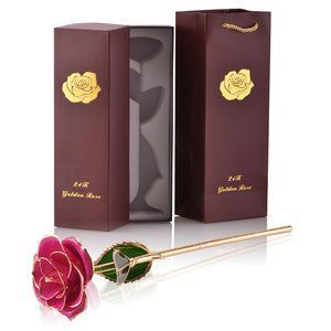 Gifts for Women 24k Gold Dipped Rose with Stand Eternal Flowers Forever Love In Box Girlfriend Wedding Valentine Gift for Her - Azbrowse