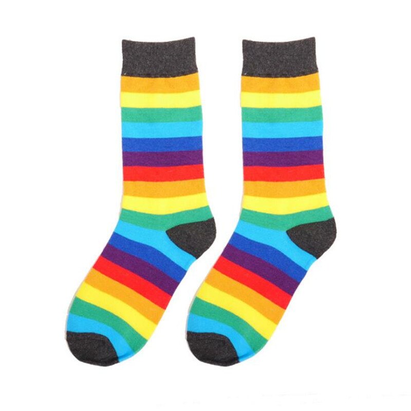 2020 Cotton Elasticity Sweat Women's High Socks Candy Color Rainbow Socks Striped Sporty Meias Casual Streetwear Harajuku Socks