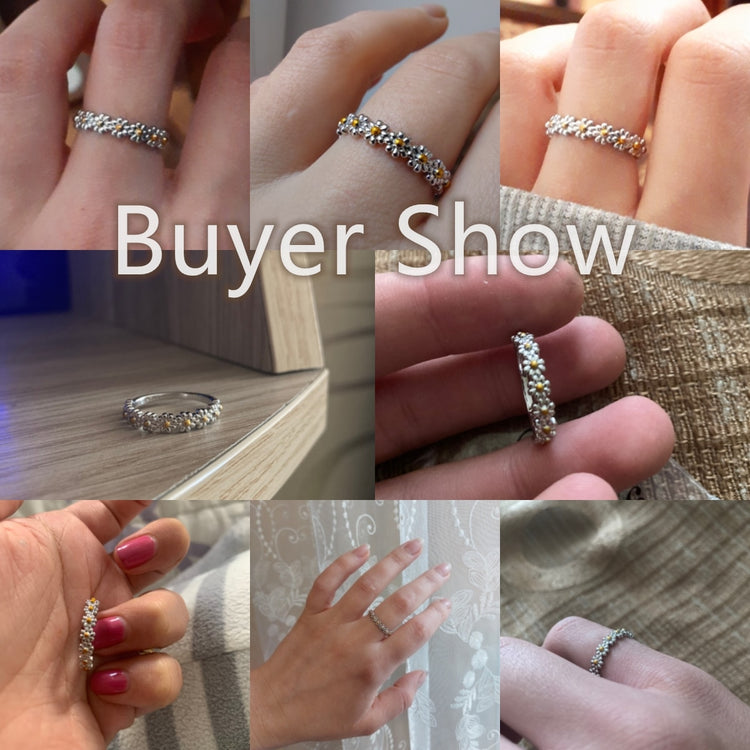 Huitan Korean Fashion Little Daisy Rings for Women Fresh Style Daily Wear Girls Accessories Fancy Ring Gift Statement Jewelry - Azbrowse