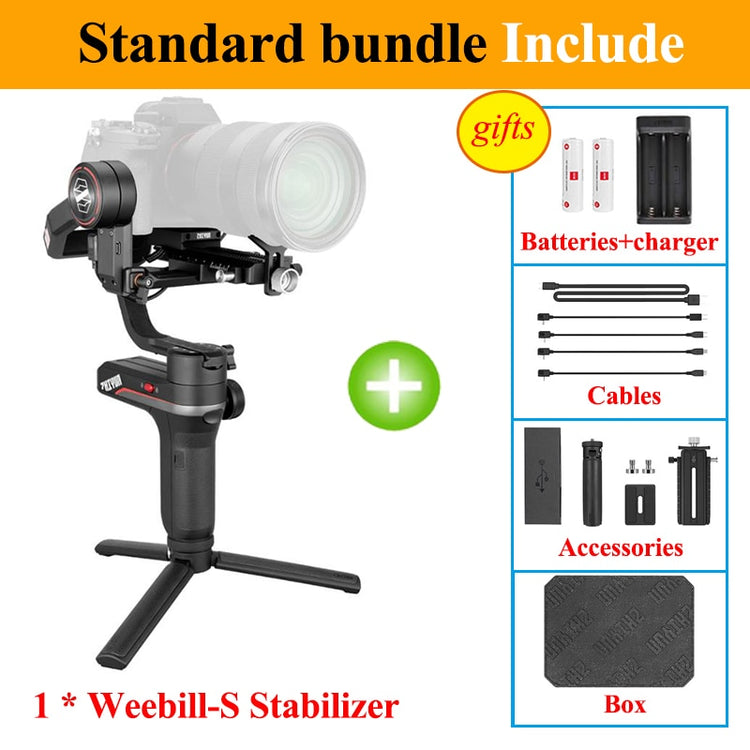 Zhiyun WEEBILL S 3-Axis Gimbal Stabilizer for Mirrorless and DSLR Camera Sony A7 III A6000 Nikon Panasonic GH5 Canon WEEBILL LAB - Azbrowse