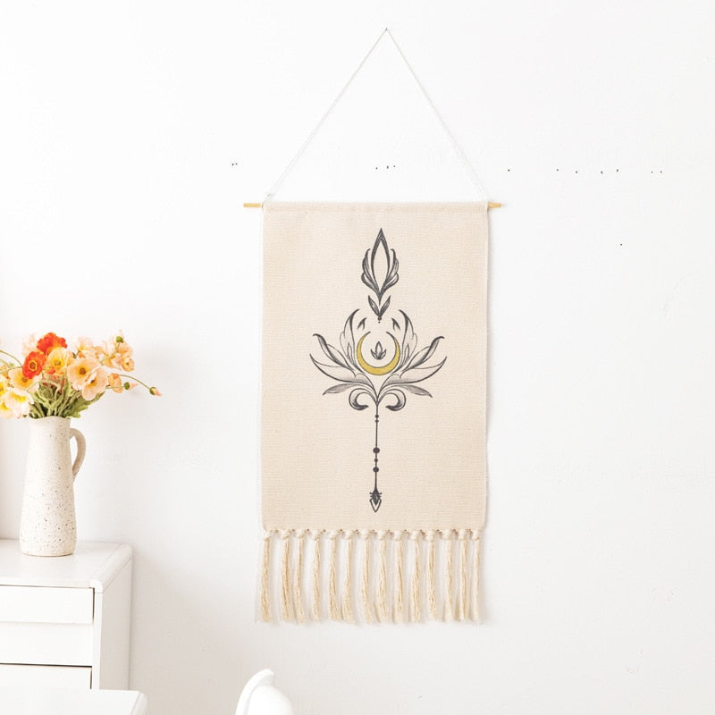 Boho Hanging Tapestry with Handmade Tassels Dorm Hotel Wall Hanging Cover Blanket Decor Fabric Home Stay Decoration Accessories - Azbrowse