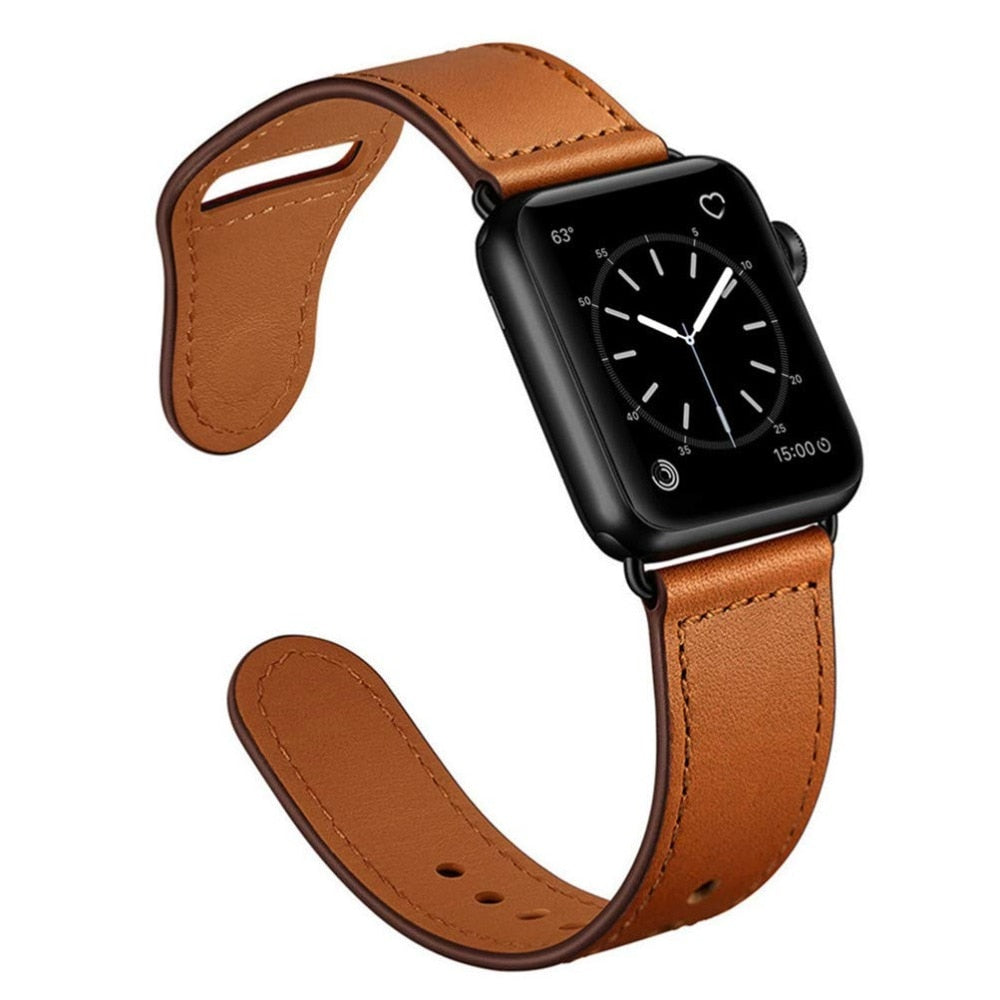 Strap for apple watch band 44mm 45mm 40mm iwatch 38mm 42 leather belt smartwatch bracelet apple watch serie 6 SE 4 3 7 41mm ban - Azbrowse