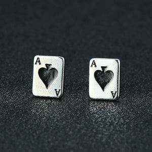 Men's Earring ,Ace of Spades Stud Earrings, Stainless Steel Good Luck Poker Player Cards Earing Jewelry Gift - Azbrowse