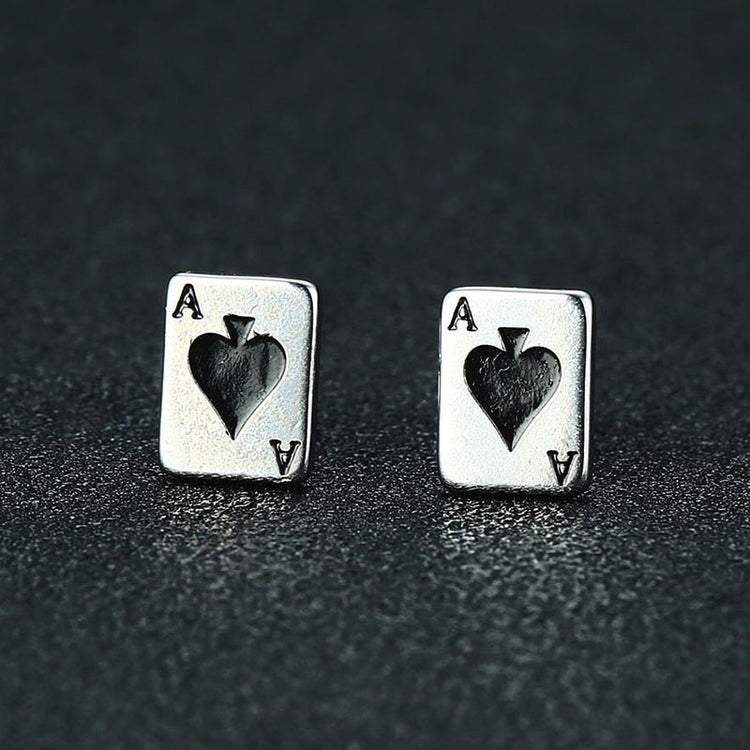 Men's Earring ,Ace of Spades Stud Earrings, Stainless Steel Good Luck Poker Player Cards Earing Jewelry Gift - Azbrowse