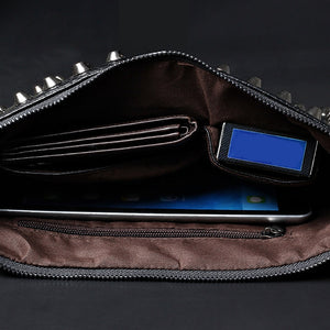 DAEYOTEN Famous Brands Men's Clutch Handbag Rivets Decoration Envelope Bag Unisex Pu Leather Handbags 2019 Free Shipping ZM0379 - Azbrowse