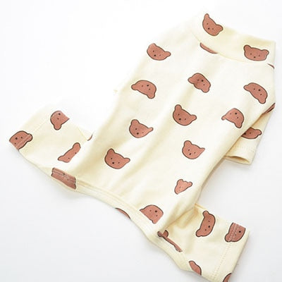 Cotton Pet Clothes Bear Pattern Dog Pajamas Jumpsuit 4 Legs Coat O-neck Tshirt Sweatshirt Pajamas Overalls Puppy Cat Tracksuits - Azbrowse
