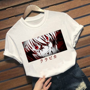 hunter x hunter Kurapika eyes Anime Manga Tees Short Sleeve T Shirt Printed tops - Azbrowse