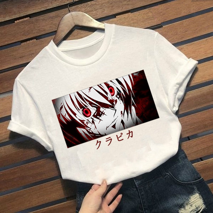hunter x hunter Kurapika eyes Anime Manga Tees Short Sleeve T Shirt Printed tops - Azbrowse