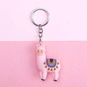 New Qualitied Original cartoon Lamb cute Luck Zodiac Alpaca keychain key ring Simulation Animals Pendant Jewelry Birthday gift - Azbrowse