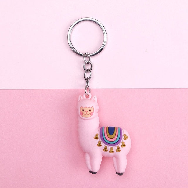 New Qualitied Original cartoon Lamb cute Luck Zodiac Alpaca keychain key ring Simulation Animals Pendant Jewelry Birthday gift - Azbrowse
