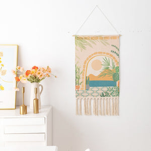 Boho Hanging Tapestry with Handmade Tassels Dorm Hotel Wall Hanging Cover Blanket Decor Fabric Home Stay Decoration Accessories - Azbrowse