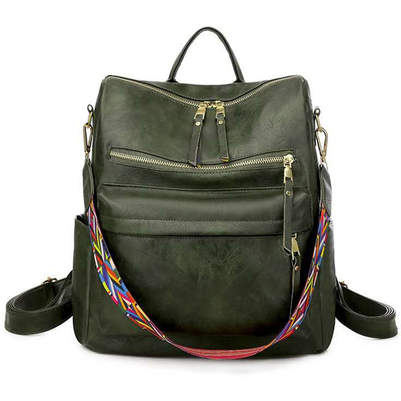 Retro Large Backpack Women PU Leather Rucksack Women's Knapsack Travel Backpacks Shoulder School Bags Mochila Back Pack XA96H - Azbrowse