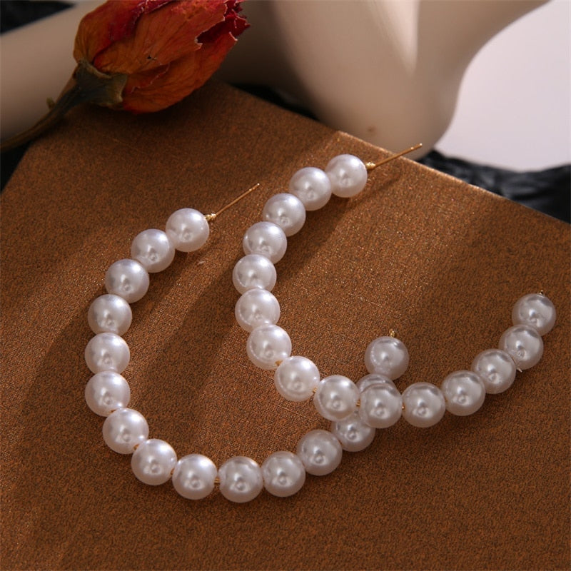 IPARAM Trend Simulation Pearl Long Earrings Female White Round Pearl Wedding Pendant Earrings Fashion Korean Jewelry Earrings - Azbrowse