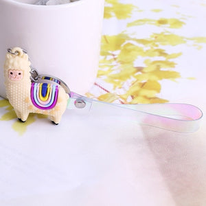 New Qualitied Original cartoon Lamb cute Luck Zodiac Alpaca keychain key ring Simulation Animals Pendant Jewelry Birthday gift - Azbrowse