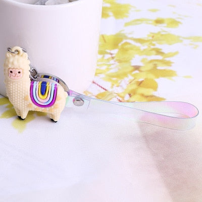 New Qualitied Original cartoon Lamb cute Luck Zodiac Alpaca keychain key ring Simulation Animals Pendant Jewelry Birthday gift - Azbrowse