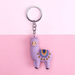 New Qualitied Original cartoon Lamb cute Luck Zodiac Alpaca keychain key ring Simulation Animals Pendant Jewelry Birthday gift - Azbrowse