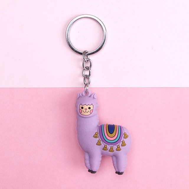 New Qualitied Original cartoon Lamb cute Luck Zodiac Alpaca keychain key ring Simulation Animals Pendant Jewelry Birthday gift - Azbrowse